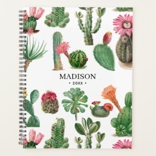 Colourful Watercolor Cactus & Succulents Flowers Planner