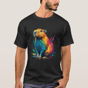 Colourful Watercolor Capybara Art Design For Men W T-Shirt