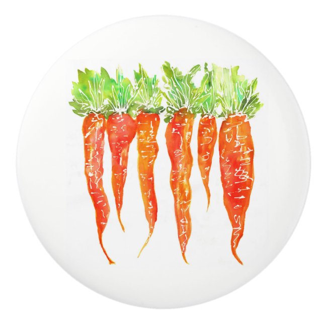 Colourful Watercolor Carrots Door Knob (Front)
