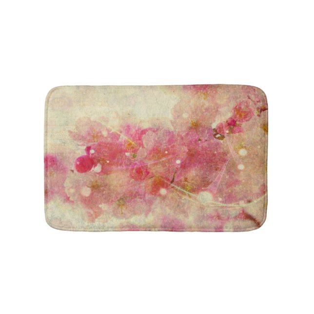 Colourful Watercolor Cherry Blossom Abstract Bath Mat (Front)