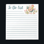 Colourful Watercolor Chicken Folk Art To Do List Notepad<br><div class="desc">A cute to do list notepad with a colourful watercolor folk art chicken. So cute for prioritizing your tasks. Designed for you by Blackberry Boulevard.</div>
