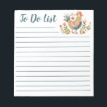 Colourful Watercolor Chicken Folk Art To Do List Notepad<br><div class="desc">A cute to do list notepad with a colourful watercolor folk art chicken. So cute for prioritizing your tasks. Designed for you by Blackberry Boulevard.</div>