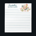 Colourful Watercolor Chicken Folk Art To Do List Notepad<br><div class="desc">A cute personalized to do list notepad with a colourful watercolor folk art chicken. So cute for prioritizing your tasks. Designed for you by Blackberry Boulevard.</div>