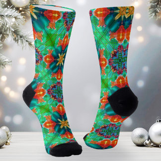 Colourful Watercolor Christmas Pattern  Socks