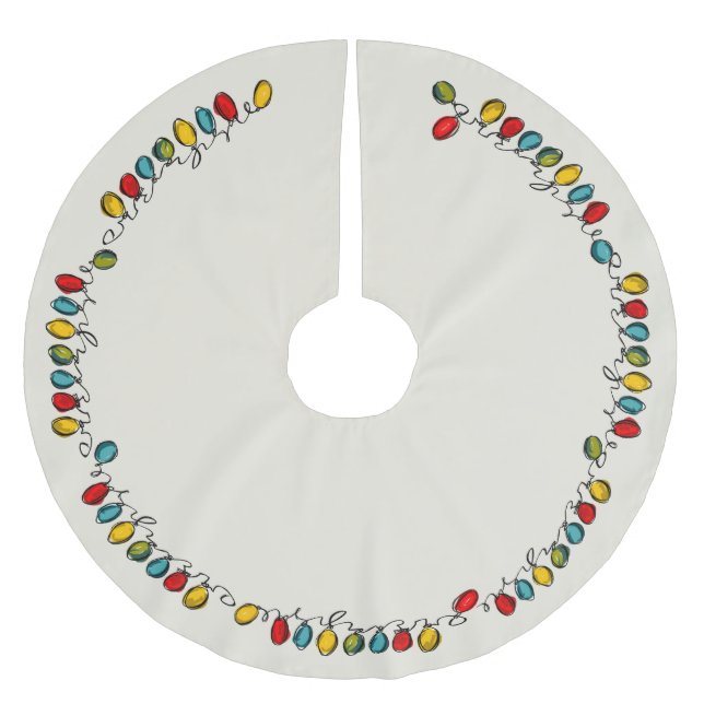 Colourful Watercolor Christmas String Lights Brushed Polyester Tree Skirt (Front)
