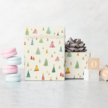 Colourful Watercolor Christmas Trees Holiday