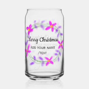 Colourful watercolor Christmas wreath garland add  Can Glass