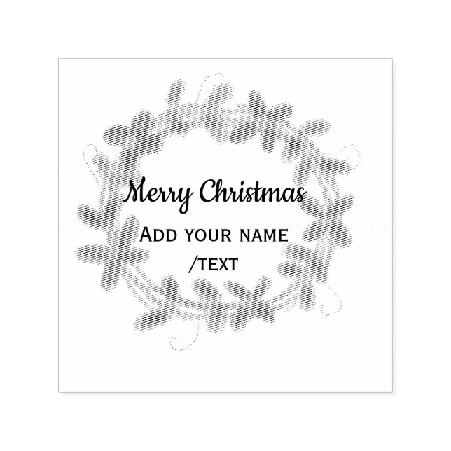 Colourful watercolor Christmas wreath garland add  Self-inking Stamp (Design)