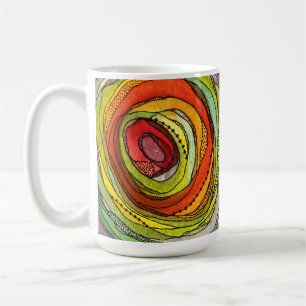 Colourful Watercolor Circles Ink Lines Dots Dashes Coffee Mug