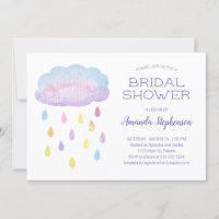 Colourful Watercolor Cloud Raindrops Bridal Shower