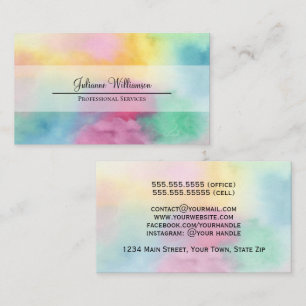 Colourful Watercolor Clouds Pretty Business Card