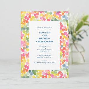 Colourful Watercolor Confetti 75th Birthday Party Invitation