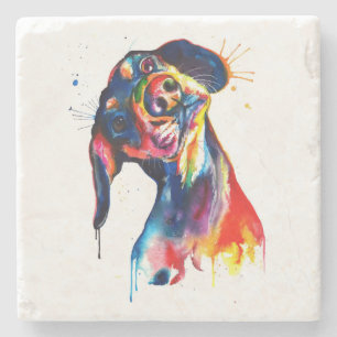 Colourful Watercolor Dachshund  Coaster