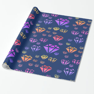 Colourful Watercolor Diamonds Patter Wrapping Paper