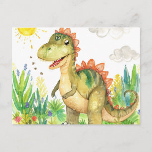 colourful Watercolor Dinosaur Postcards