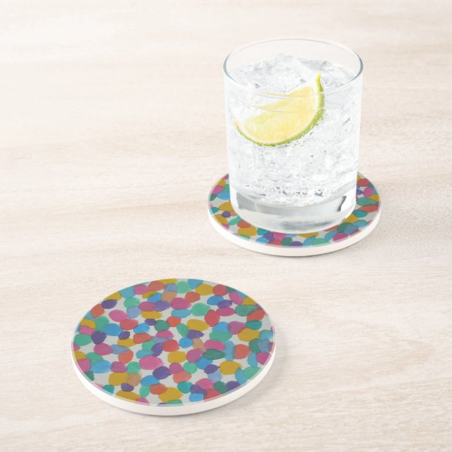 Colourful Watercolor Dots Coaster (Side)