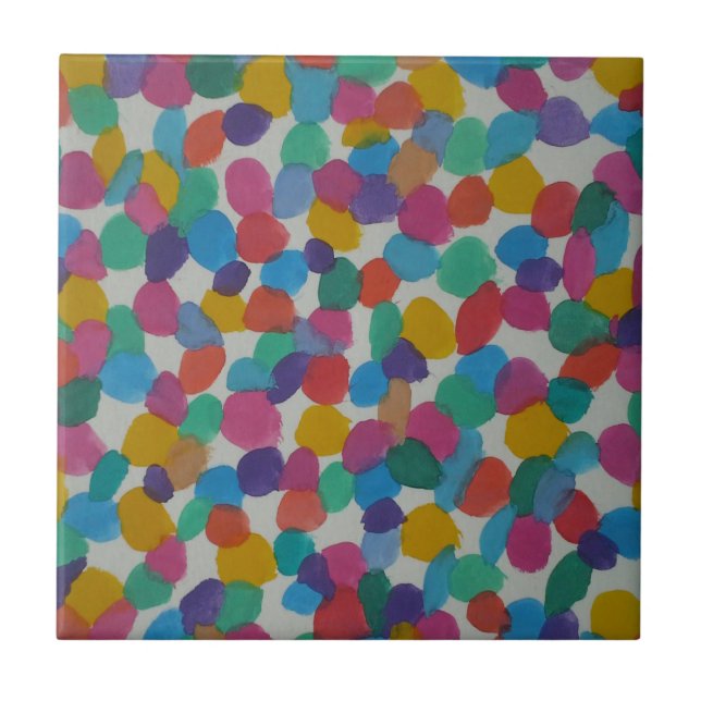 Colourful Watercolor Dots Tile (Front)