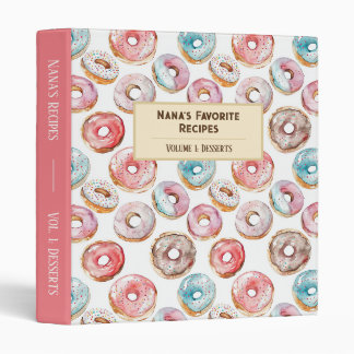 Colourful Watercolor Doughnuts Personalized Recipe Binder