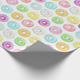 Colourful Watercolor Doughnuts with Sprinkles Patt Wrapping Paper