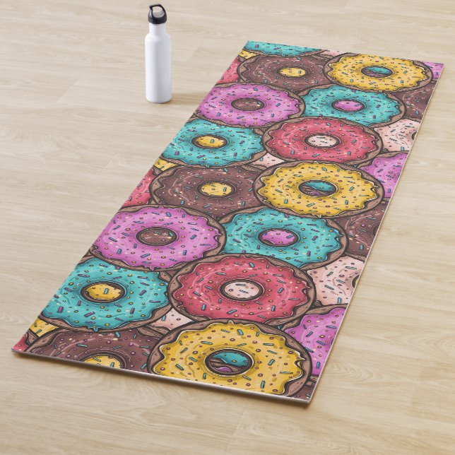 Colourful Watercolor Doughnuts with Sprinkles Patt Yoga Mat (In Situ)