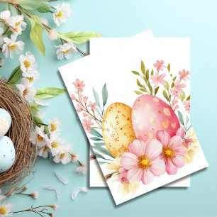 Colourful watercolor Easter Eggs and Flowers Tissue Paper