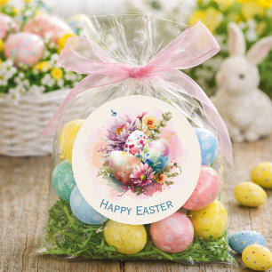 Colourful Watercolor Easter Eggs Classic Round Sti Sticker