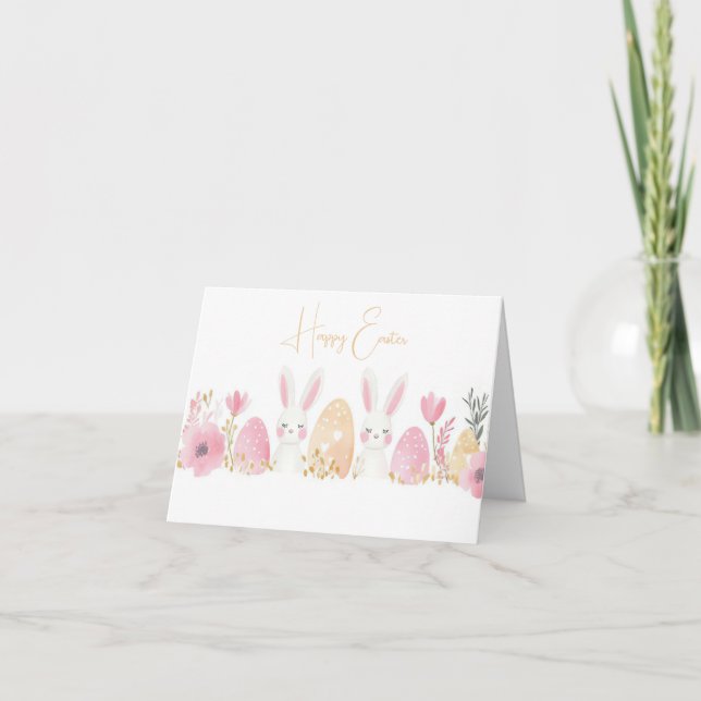 Colourful Watercolor Easter Eggs Holiday Card (Front)
