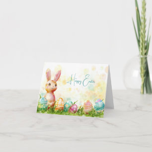 Colourful Watercolor Easter Eggs Holiday Card