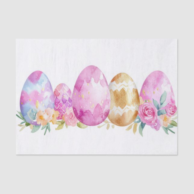 Colourful watercolor Easter Eggs Tissue Paper (Front)