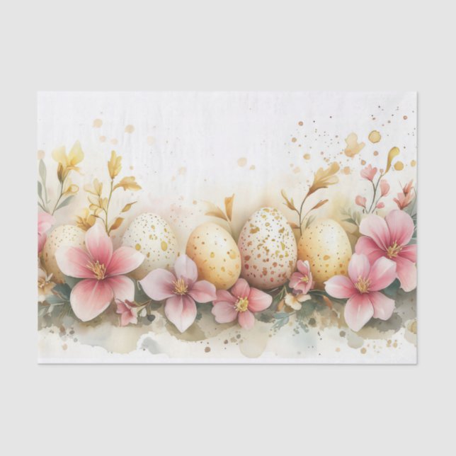 Colourful watercolor Easter Eggs Tissue Paper (Front)