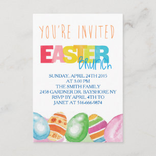 Colourful watercolor Easter Invitations