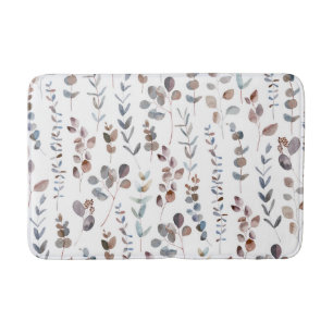 Colourful Watercolor Eucalyptus Leaves  Bath Mat