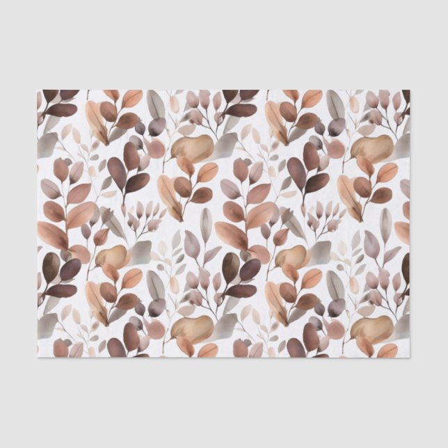 Colourful Watercolor Eucalyptus Leaves Rustic Boho Tissue Paper (Front)