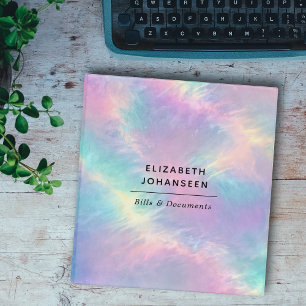 Colourful Watercolor Faux Holographic Opal Stone Binder