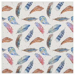 Colourful Watercolor Feather Pattern - Cute Modern Fabric