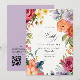 Colourful Watercolor Fiesta Wedding with QR Code Invitation