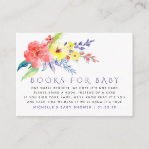 Colourful Watercolor Floral Baby Book Request Enclosure Card