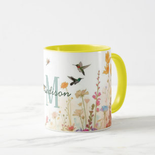 Colourful Watercolor Floral birds Hummingbird Harm Mug