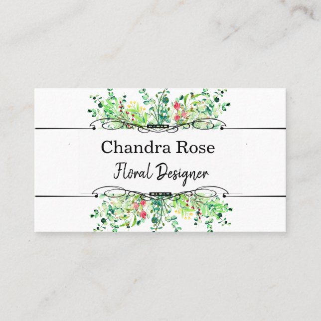 Colourful Watercolor Floral Bouquet Personalized Business Card (Front)