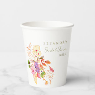 Colourful Watercolor Floral Brunch Bubbly Shower Paper Cups