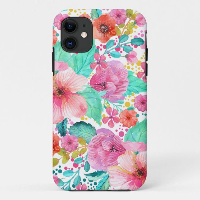 Colourful WaterColor Floral Collage Case-Mate iPhone Case (Back)