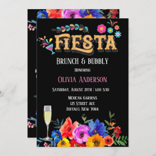 Colourful Watercolor Floral Fiesta Brunch & Bubbl Invitation