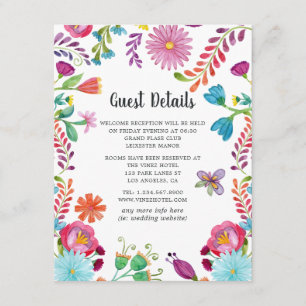Colourful Watercolor Floral Fiesta Guest Details Enclosure Card