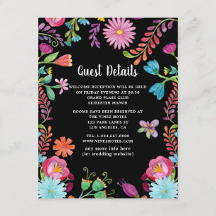 Colourful Watercolor Floral Fiesta Guest Details Enclosure Card