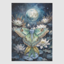 Colourful Watercolor Floral Luna Moths Decoupage