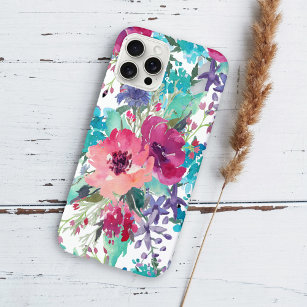 Colourful Watercolor Floral Pattern iPhone 15 Pro Case