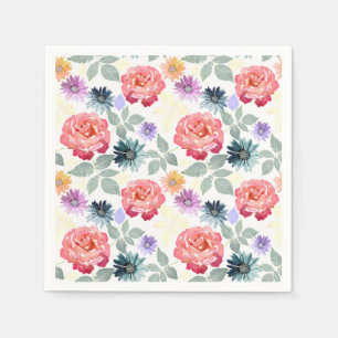 Colourful watercolor floral pattern. napkin