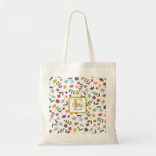 Colourful Watercolor Floral Pattern Personalized Tote Bag
