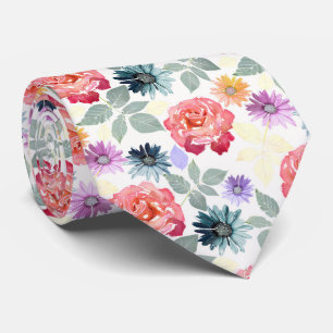 Colourful watercolor floral pattern. tie