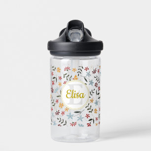 Colourful Watercolor Floral Pattern Water Bottle